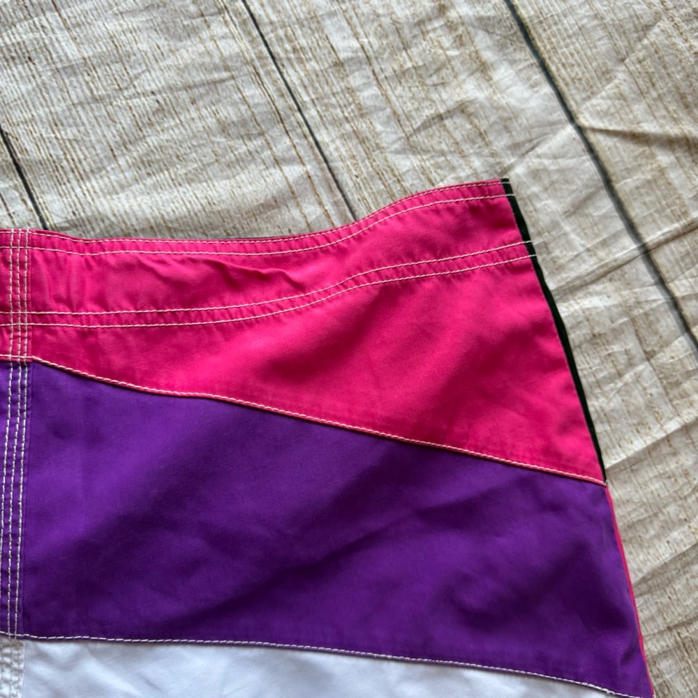 OP Ocean Pacific Rainbow Colorful Patchwork Short Board Shorts Juniors L 11/13 - Picture 11 of 15